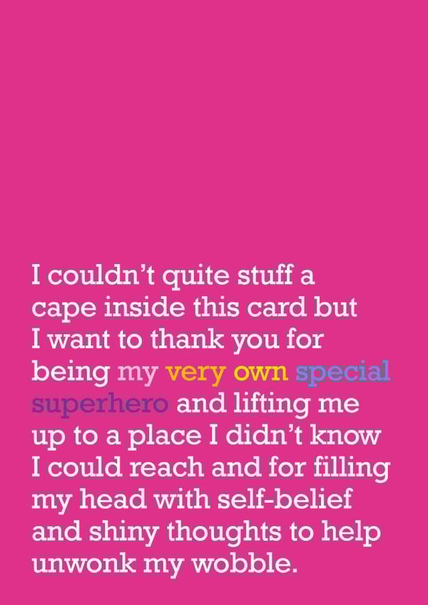 Heartfelt Thank You Card - Special Superhero created by The Right Lines