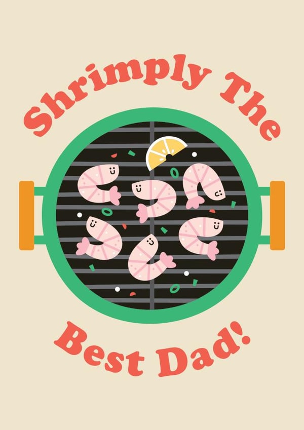 Cool Father's Day Card - BBQ - Shrimply The Best Dad created by Studio Boketto