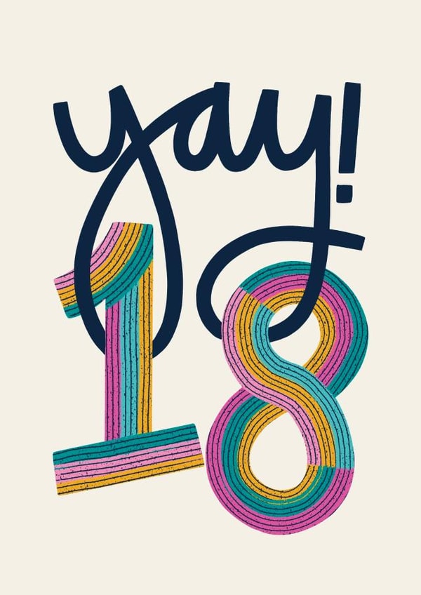 Pretty Birthday Card - 18th - Yay! created by Christine Cuddihy Illustration