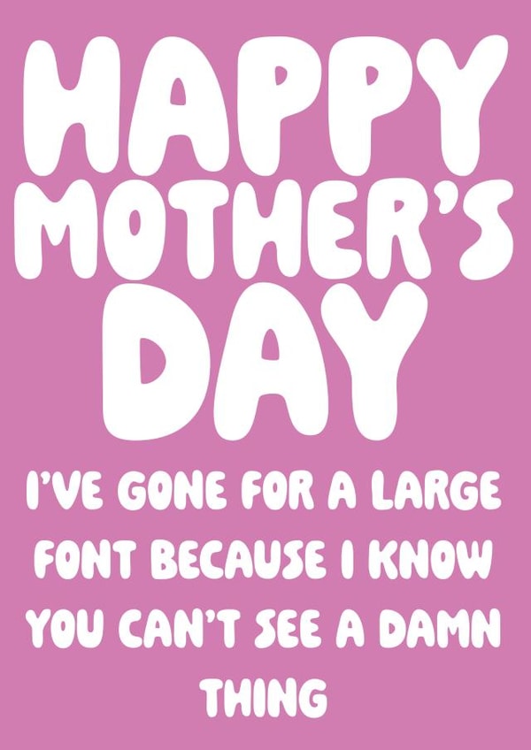 Happy Mother's Day - Funny Cheeky Card to Mum - Can't See Glasses created by SideHustleVibes