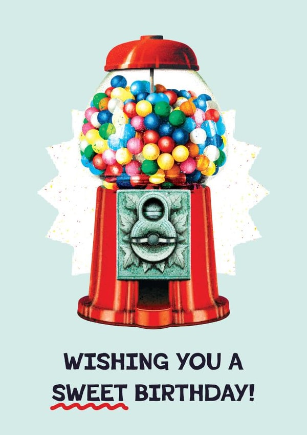 Retro Birthday Card - Colourful Gumball Sweet Machine created by Folio | Ian Owen