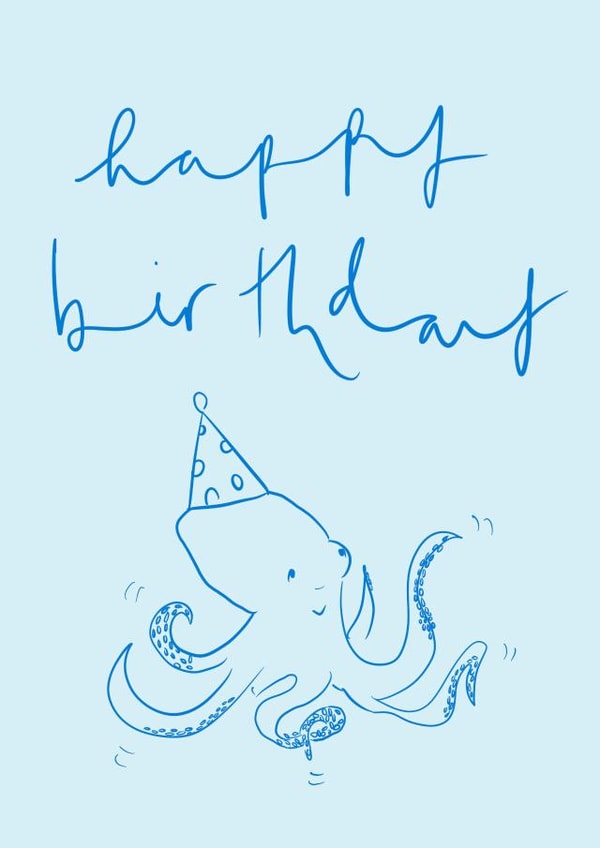 Pretty Birthday Card - Blue Octopus created by Bellynam Studio