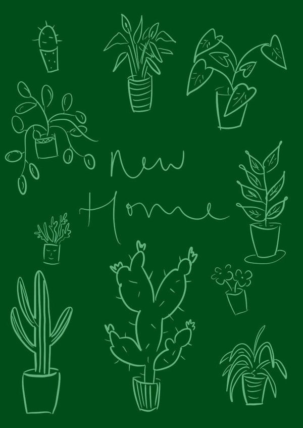 Pretty New Home Card - Plants and Cacti created by Bellynam Studio