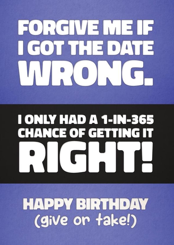 The Wrong Date – Funny Birthday Card – Don't Know The Date? Guess! created by WITH LOVE
