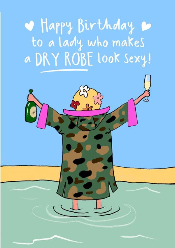 Funny Birthday Card - Dry Robe Fashion Icon - Perfect for Wild Swimming Fans created by Running with Scissors