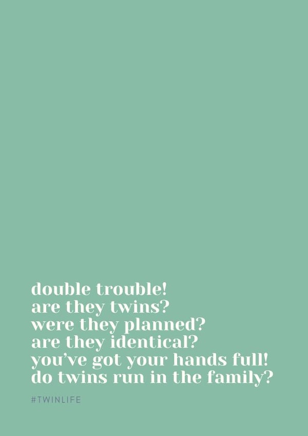 Funny New Baby Card - Twins - Hands Full created by Grange Farm Creative