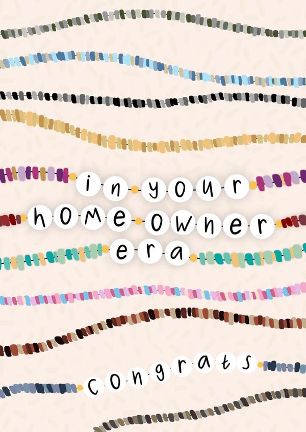 Cute New Home Card - Friendship Bracelet - Taylor Swift - Homeowner Era Pun created by Pink Sky Studios