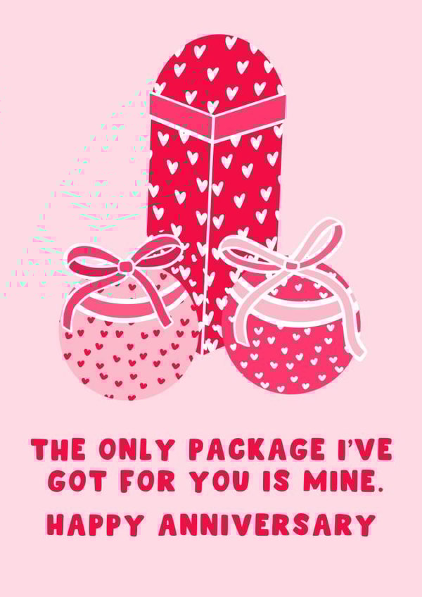Naughty Anniversary Card - The Only Package Ive Got For You Is Mine created by Pink Peach Cards