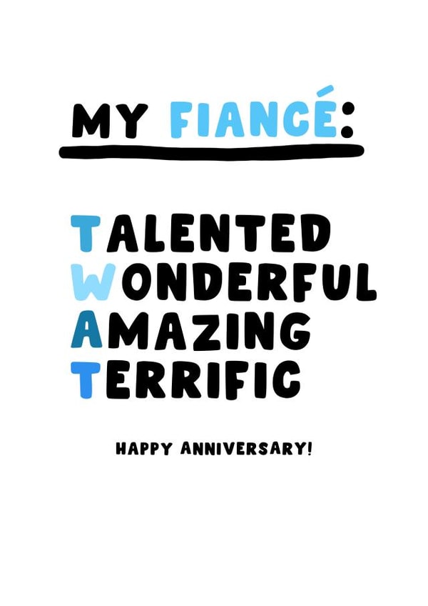 Funny Anniversary Card - For Fiance - Twat created by Pink Peach Cards
