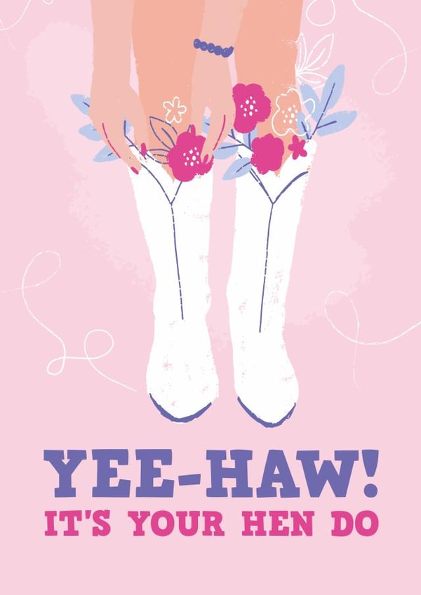 Pretty Hen Do Card - Cowboy Boots - The Last Rodeo Hen Do created by Geordies Love Gin