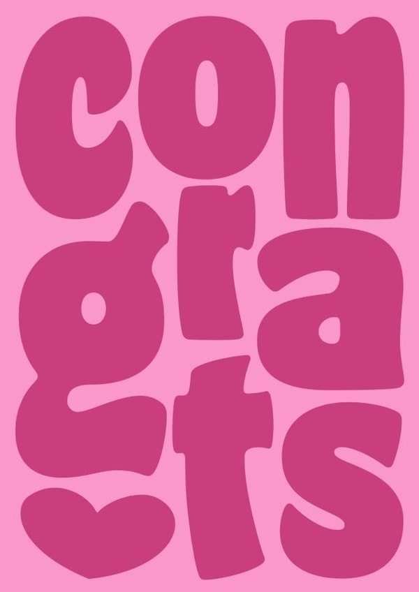 Congratulations Card - Pink Bubble Writing created by @cackhandedcreations