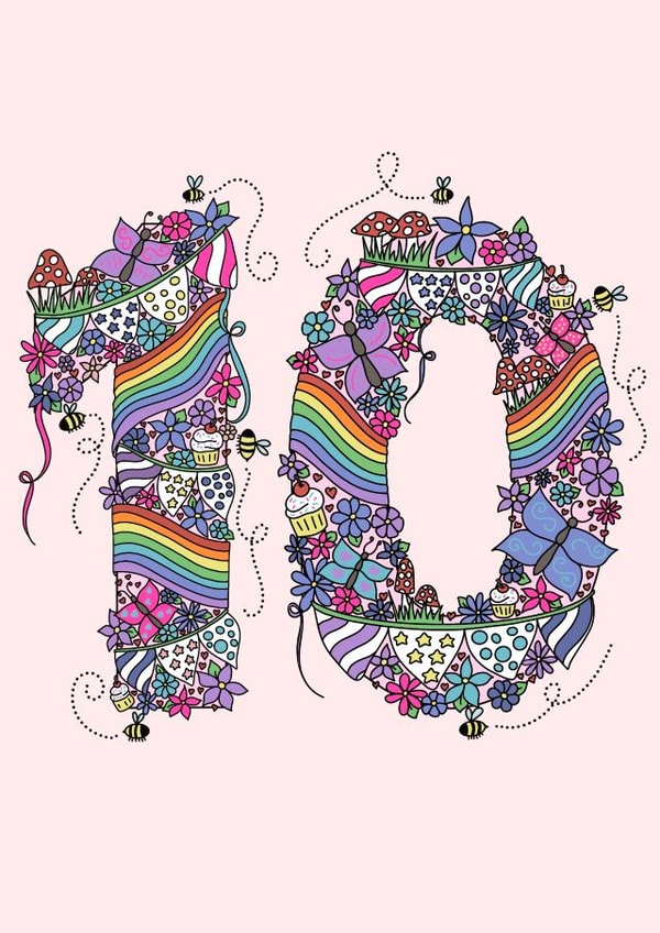 Cute 10th Birthday Card - For Girls - Celebration created by Jenny Wren Designs