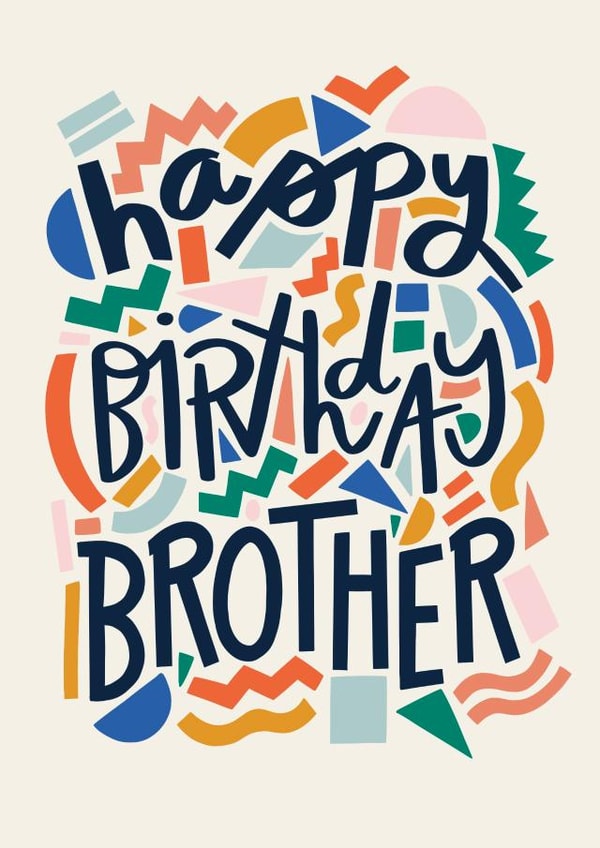 Modern Birthday Card - Abstract Graphic - For Brother created by Christine Cuddihy Illustration