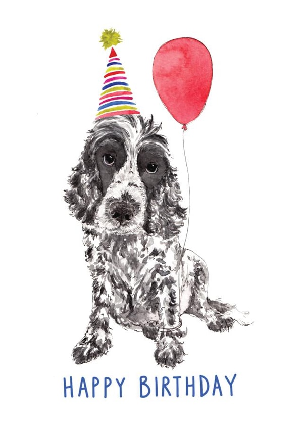 Cute Cocker Spaniel Happy Birthday Card - For A Dog Lover created by Bramble Designs