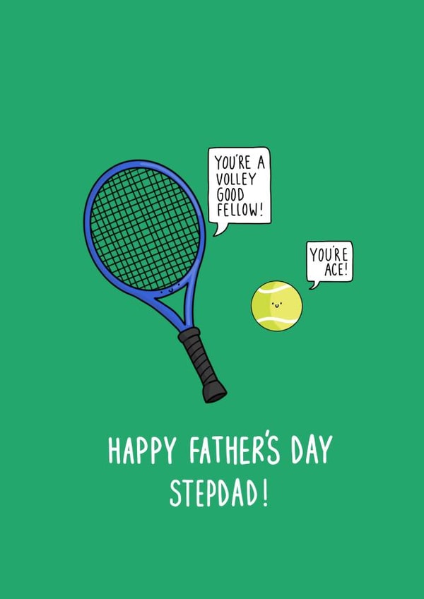 Funny Father's Day card - Tennis Pun - For Stepdad created by Pen and Puns 