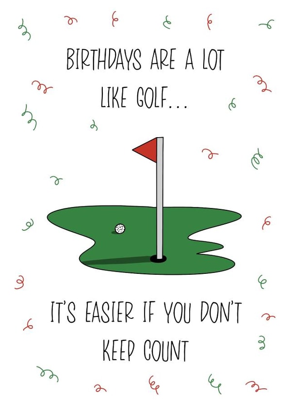 Golf putting Green funny birthday card created by prints by beth