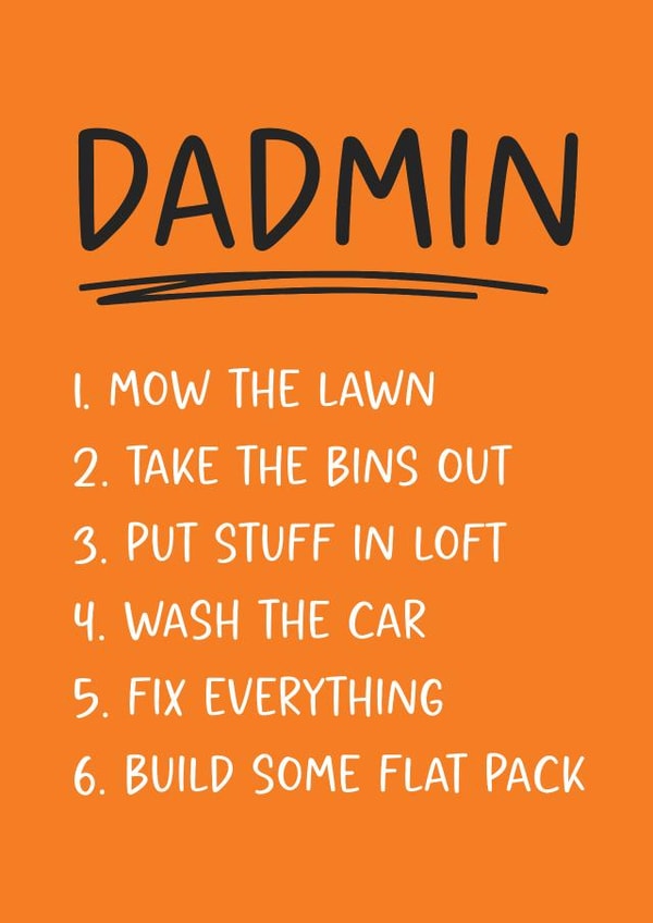 Funny Father's Day Card - For Dad - Dadmin Joke created by Tiger Feet Creations