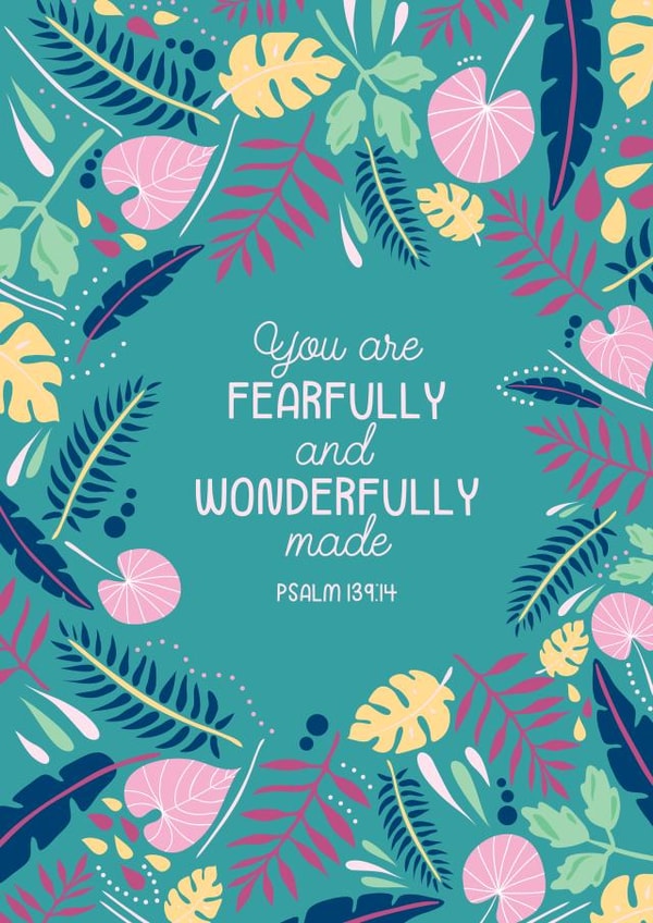 Fearfully & Wonderfully Made - Bible Verse - Scripture Card created by Kirsty Grace Designs