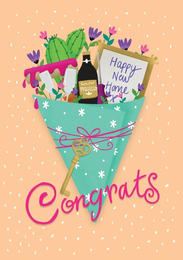 Pretty New Home Card - New Home Flower Essentials Bouquet created by Nisha Limbachia