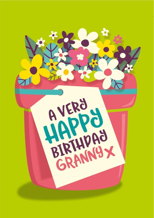 Floral Birthday Card - for Granny - A Very Happy Birthday Granny created by The Typecast Gallery