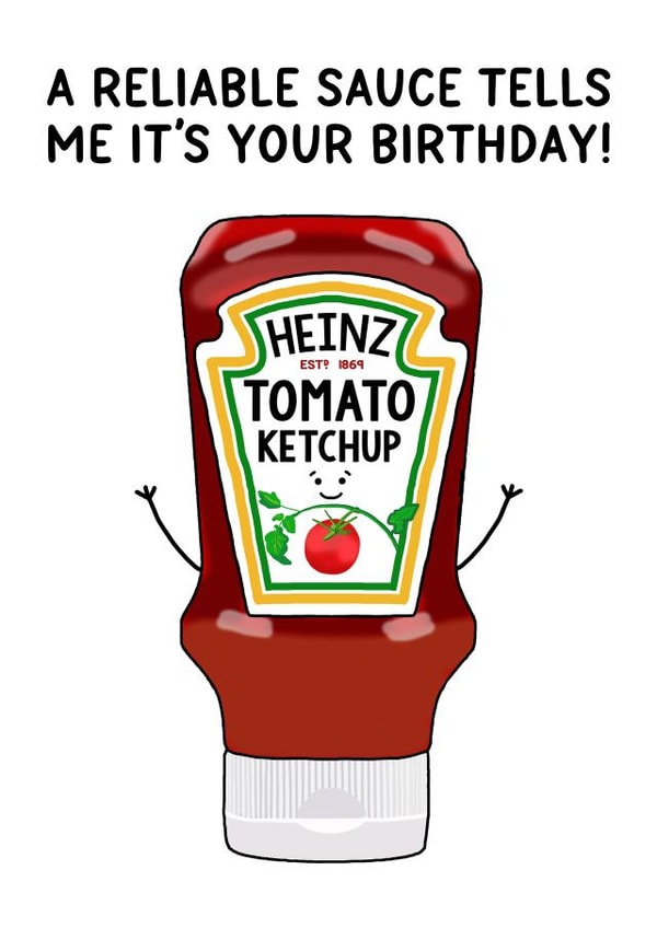 Funny Birthday Card - Tomato Ketchup Pun created by Of Life & Lemons Ltd.