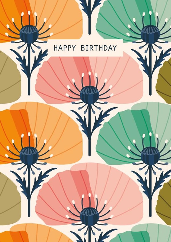 Pretty Birthday Card - For Her - Retro Modern Floral created by Taya Cosgrove