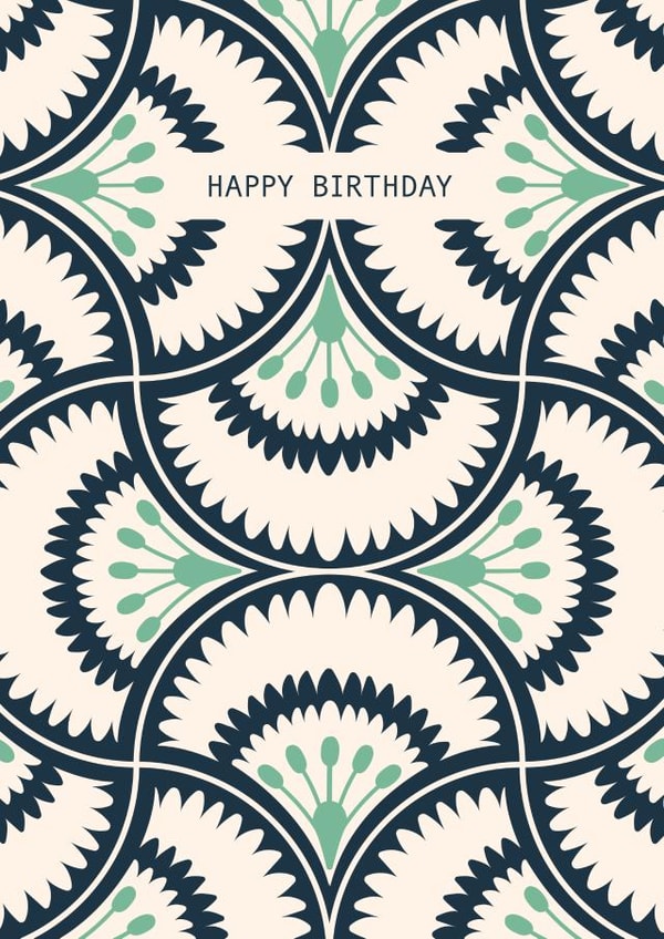 Pretty Birthday Card - For Her - Retro Modern Floral Pattern created by Taya Cosgrove