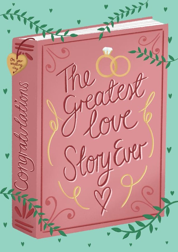 Cute Wedding Congratulations Card - For The New Couple - Greatest Love Story Ever created by Nisha Limbachia