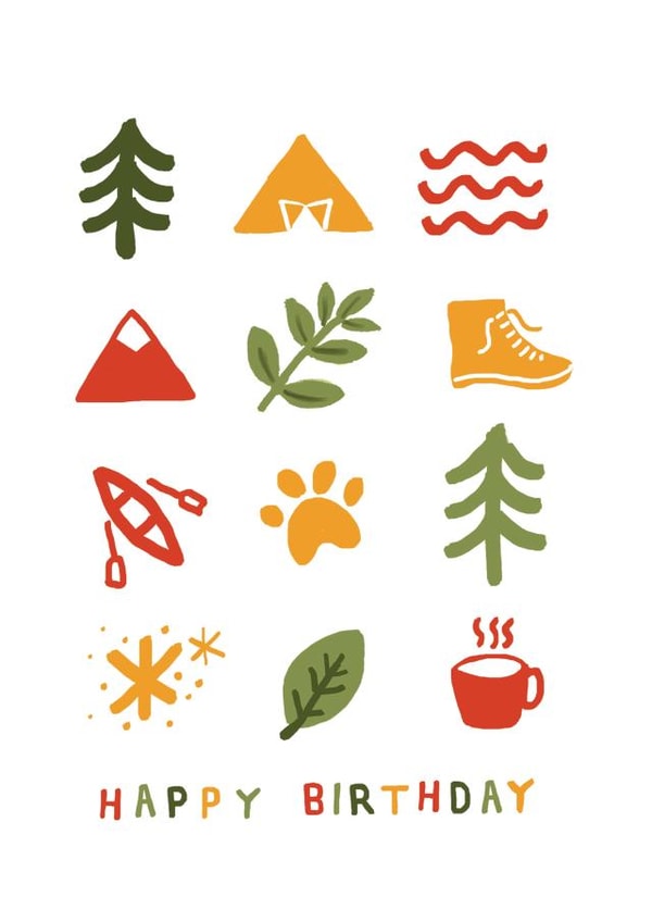 Cute Birthday Card - Fun Outdoorsy Illustrations created by Jade Fisher
