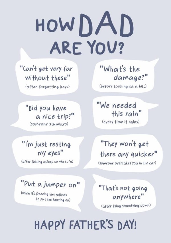 Funny Fathers Day Card - For Dad - Classic Dad Sayings created by @hollielonglanddesigns