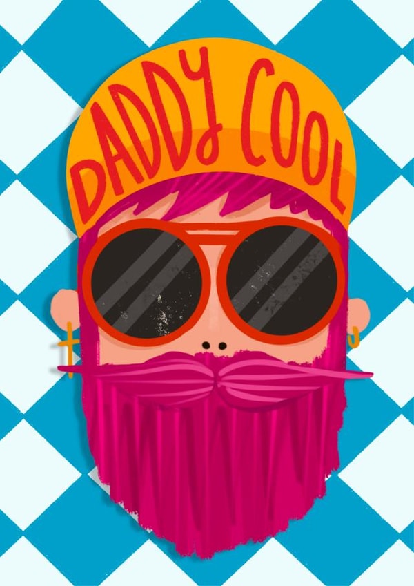Bold Father's Day Card - Illustrated Alternative Dad - Colourful Daddy Cool created by AbiGoLucky
