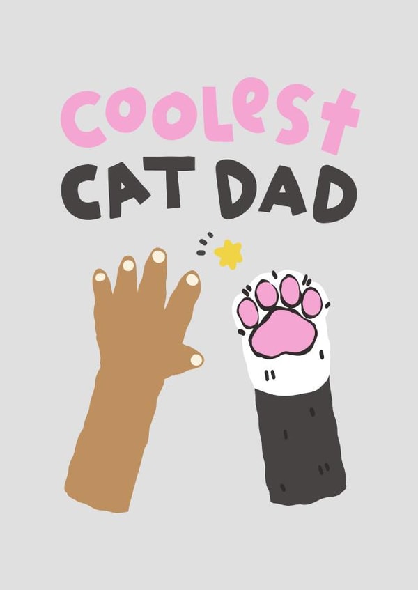 Cute Fathers Day Card - From the Cat - Black & White Cat created by The Playful Indian