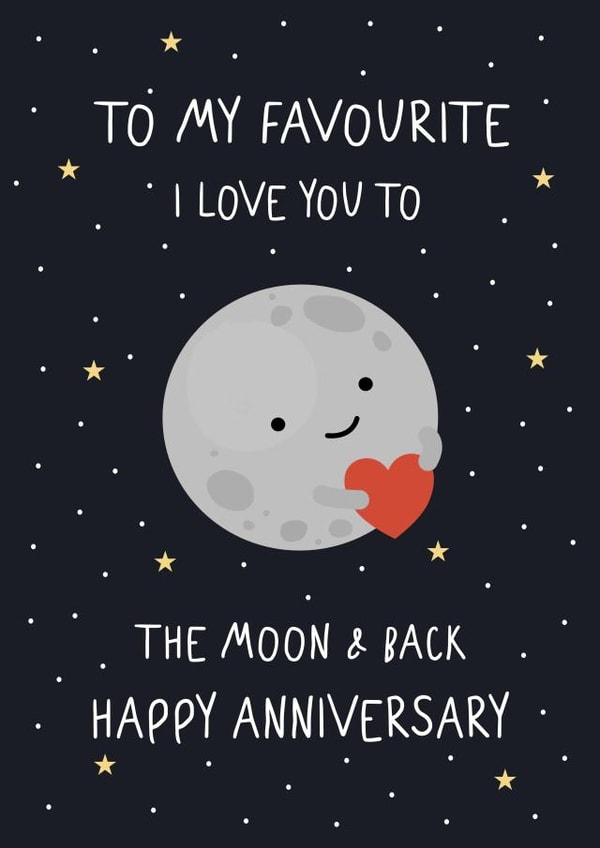 Cute Anniversary Card - Moon Card - Love You To The Moon And Back created by @hollielonglanddesigns