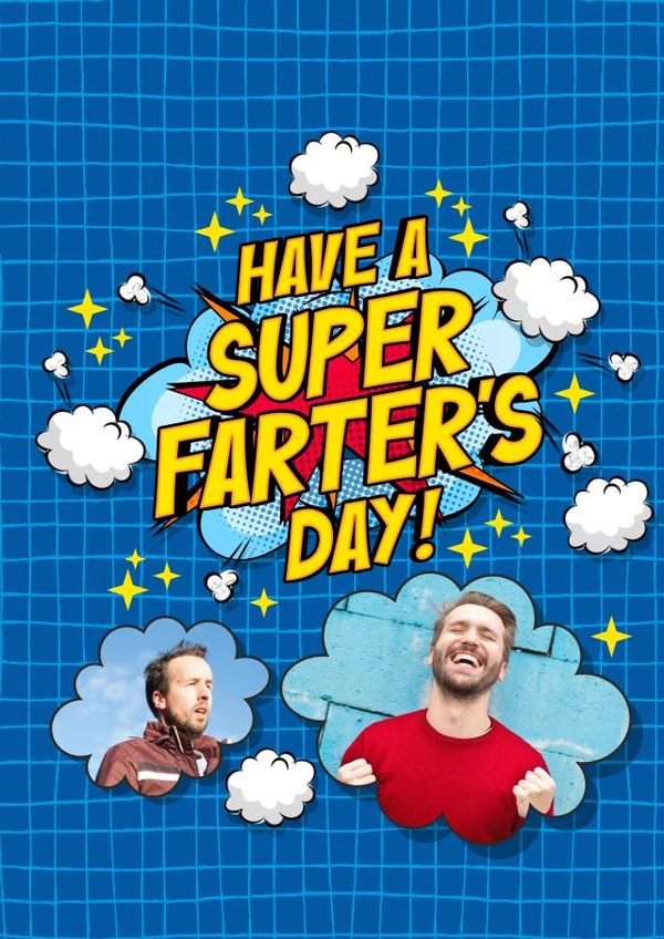 Cheeky Fathers Day Photo Card - Super Farters Day Pun created by Atwood & Atwood