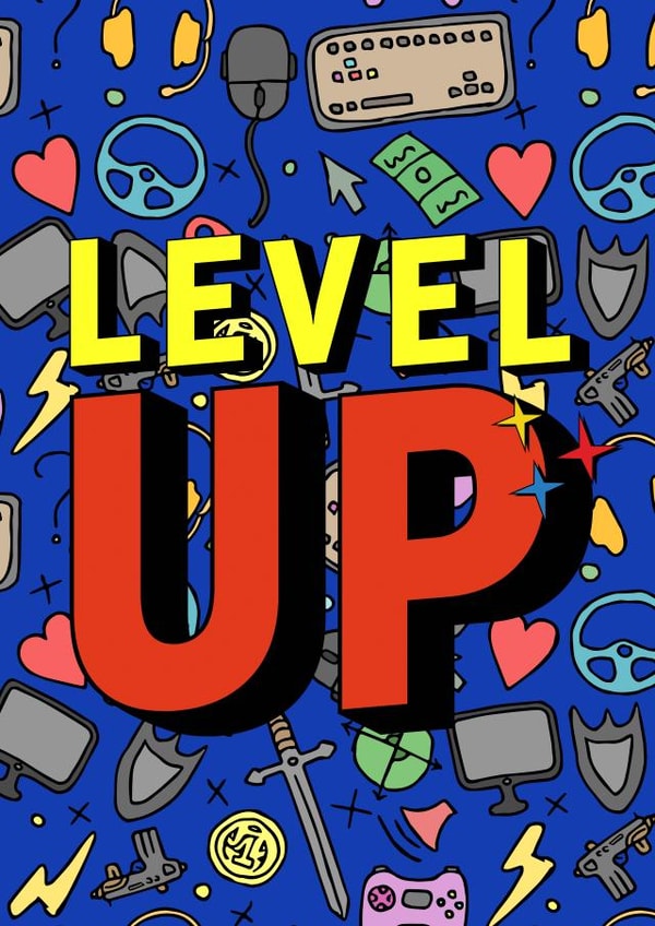 Cool Graduation Card - For Gamers - Level Up created by Arabella Allen