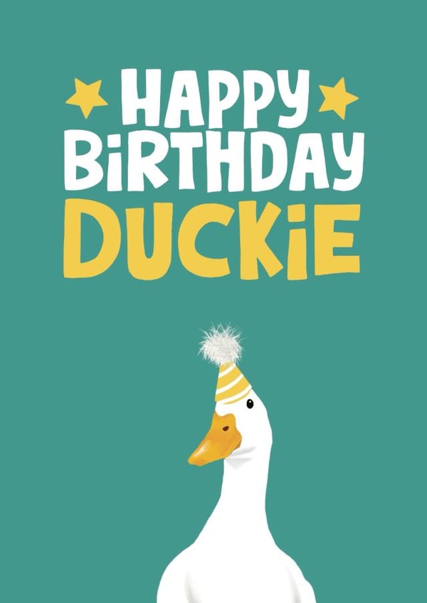 Cute Birthday Card - Duckie - Cartoon Duck created by Giddy Kipper