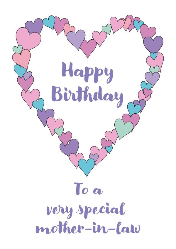Pretty Birthday Card - For Mother-in-Law - Hearts created by size3art