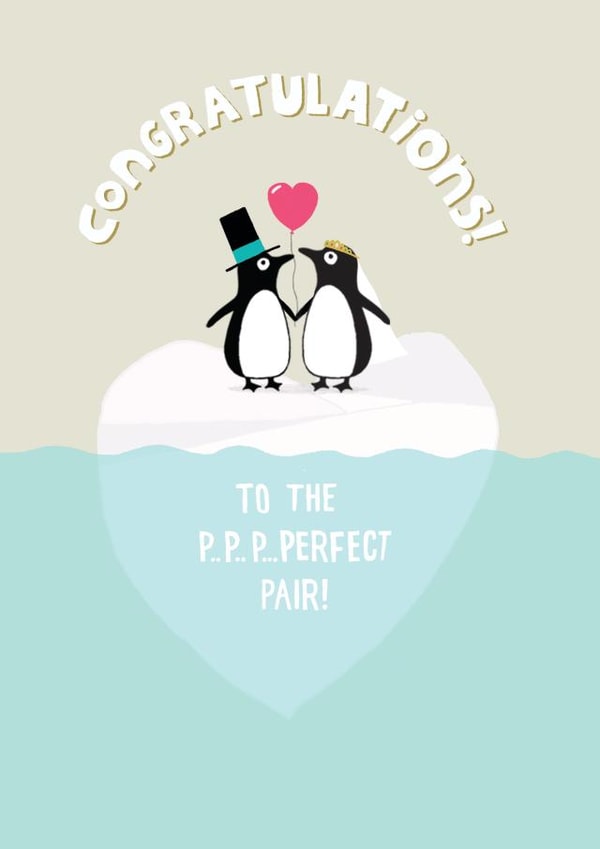 Cute Wedding Card - Penguin Pun - Perfect Pair created by Pencilface