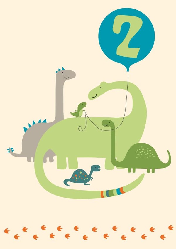 Cute Birthday Card - 2nd - Dinosaur created by Wink Design - Michelle Roberts