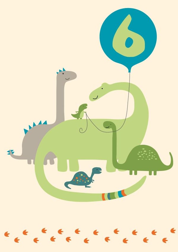 Cute Birthday Card - 6th - Dinosaurs created by Wink Design - Michelle Roberts