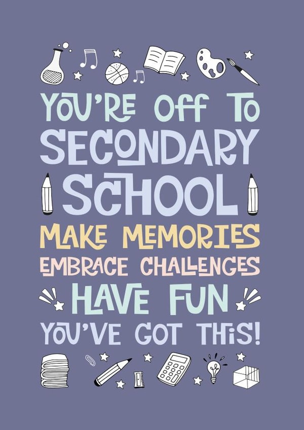 Cute Good Luck Card - Starting Secondary School created by Poppy Lane
