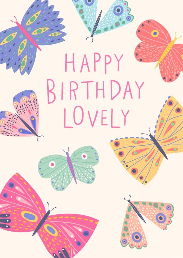 Pretty Birthday Card - For Her - Butterflies created by Pablo and Pickle Studio