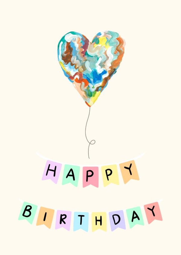 birthday cute loving card for family or friends - heart balloon created by Alicia Foulds
