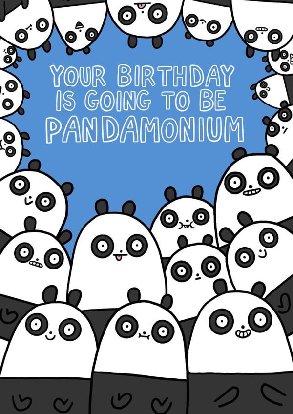 Cute Birthday Card - Pandamonium - Panda created by Richard Eades
