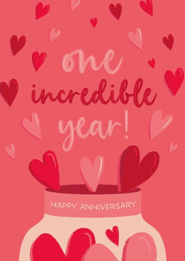 Romantic First Anniversary Card - One Incredible Year! created by The Pattern Press