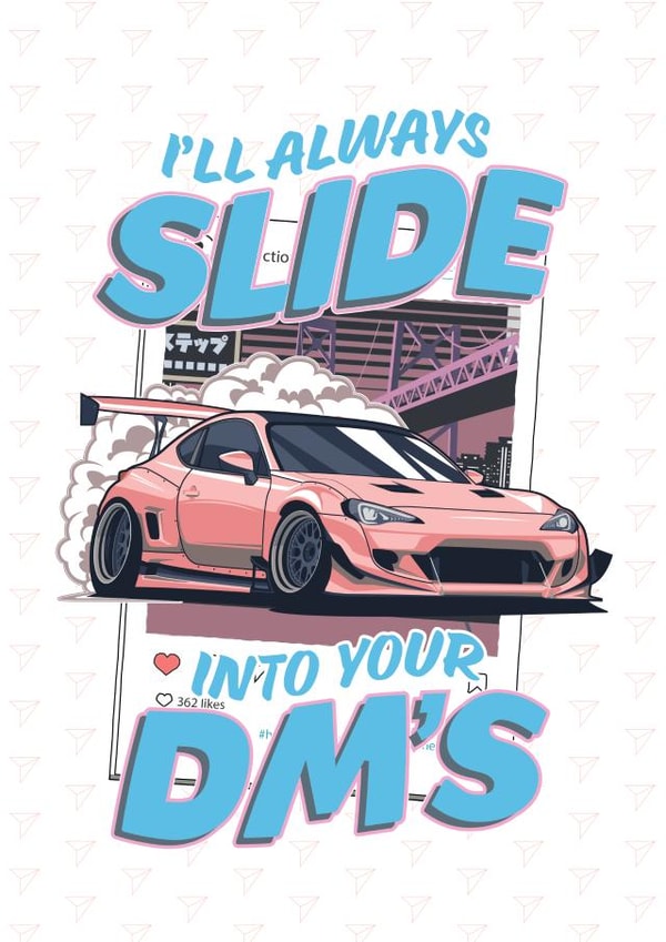 Funny Anniversary Card - Sliding DM's - Car created by Carfectionery