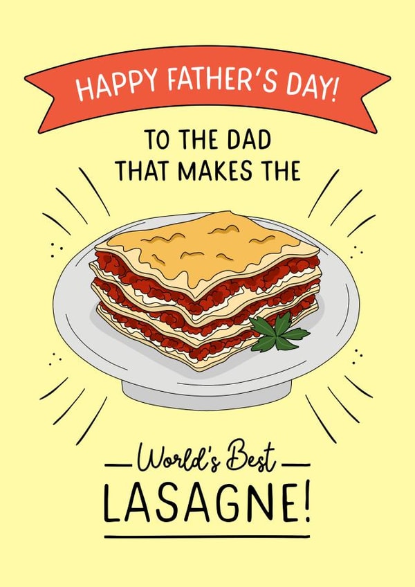 Cute Father's Day card - Chef Dad - Worlds Best Lasagne created by Evie Garnett Designs