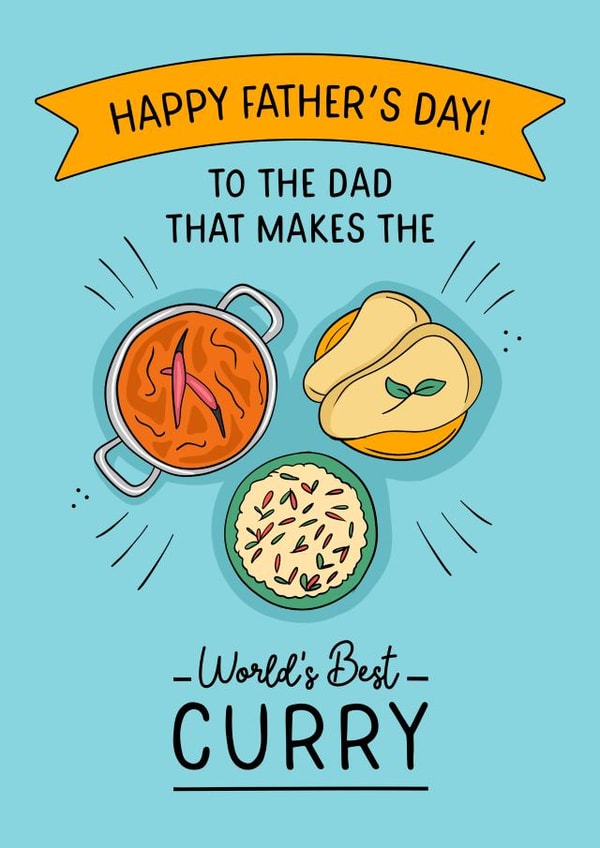 Cute Father's Day card - Chef Dad - Worlds Best Curry created by Evie Garnett Designs