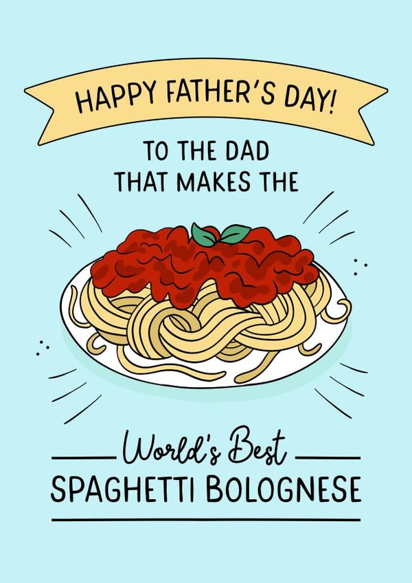 Cute Father's Day card - Chef Dad - Worlds Best Spag Bol created by Evie Garnett Designs