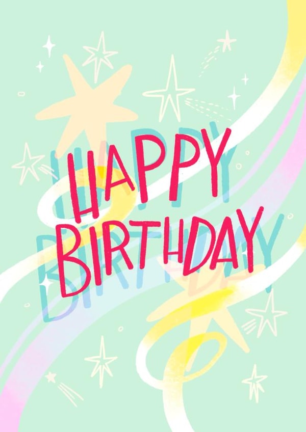 Bright Fun Pastel Happy Birthday Card created by Emily Hline Illustration